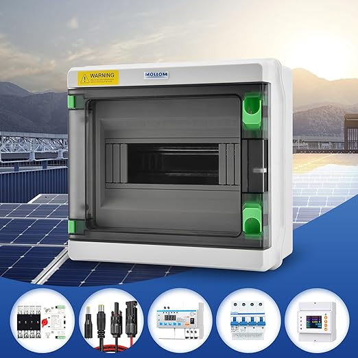 Mollom 5 Way HA Series Power Distribution Box with Bus Bars and Din Rail for Miniature Circuit Breaker MCB,Waterproof IP66,Solar Power Distribution Panel for Indoor and Outdoor Use