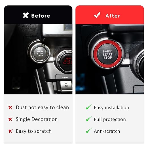 Auovo Engine Start Stop Button Outer Ring Compatible with Subaru BRZ 2022-2025 2026 for Toyota GR86 Accessories 2022-2026 Push Start Stop Button Cover (Engine Start Stop Outer Ring-1 Piece, Red)