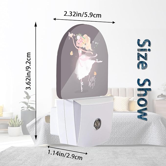 Axxitude Ballet Girl Flower Butterfly Night Lights Plug into Wall for Girls Boys Room,Night Light LED Lamp Dusk to Dawn Sensor Round Lamp for Bedroom Bathroom Hallway Home Wall Decor Nightlight