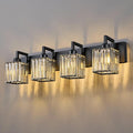 FDPBY Black Bathroom Light Fixture, 4-Light Crystal Vanity Lighting, Bathroom Lighting Fixtures Over Mirror, Modern Crystal Wall Lamp