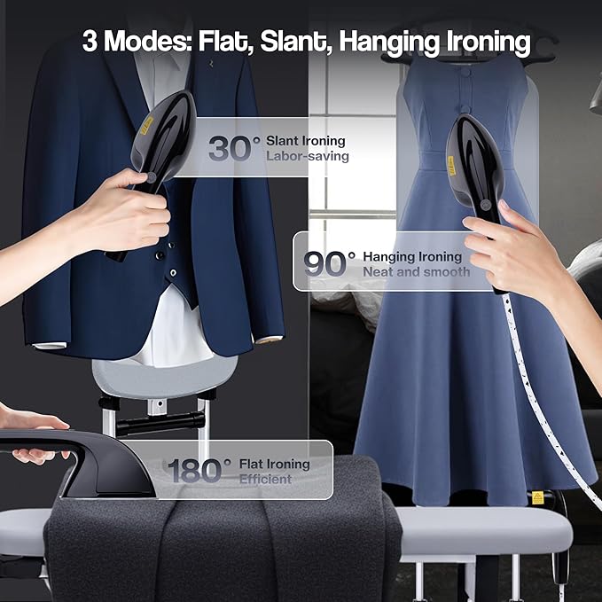 Cobuy Standing Garment Steamer with Dry Ironing, 2000W Powerful Steamer for Clothes with with Flat & Slant & Hanging Iron Options,3 Steam Modes, 25s Fast Heat-Up, Self-Cleaning, 2.2L Water Tank