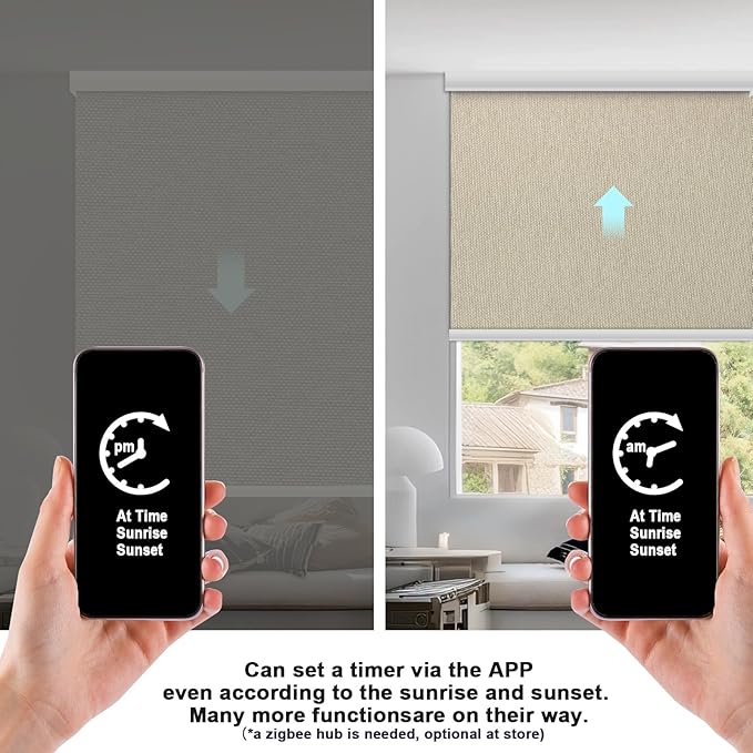 COOLWINDS Motorized Blinds with Remote Cordless Automatic Motorized Shades Custom Blinds for Windows Smart Curtains Compatible with Alexa Google Home(Blackout Sweet Latte,W35 x H72in)