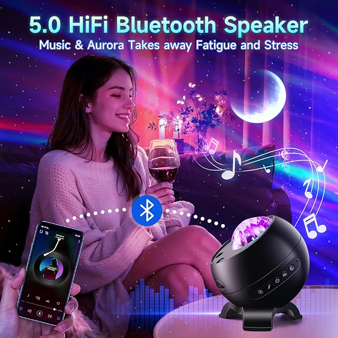 Northern Lights Projector Galaxy Projector for Bedroom,Valentines Day Gifts for Him 300+Colors Modes Aurora Light,15White Noise&Bluetooth Star Projector Galaxy Lights, Remote Ambient,Gifts for Boy