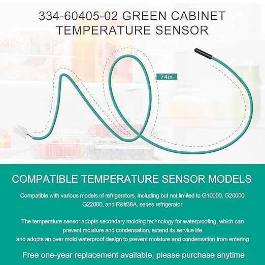 Blue Coil Temperature Sensor 334-60406-02 337-60406-02 Green Cabinet Temperature Sensor 334-60405-02 337-60405-02 74" (Blue and Green 1 of Each)