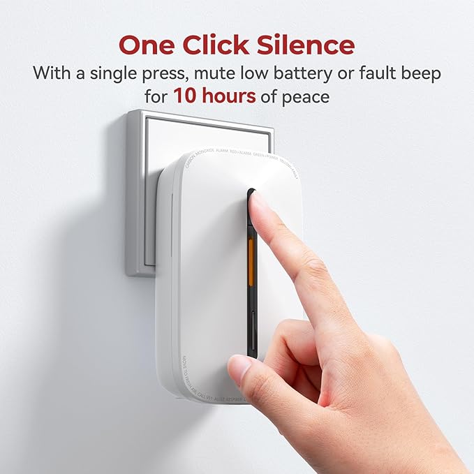 Siterlink Carbon Monoxide Detectors Plug in,10 Year Replaceable Battery Operated Co Monitor Alarm,Plug and Play Co Detector,Portable Carbon Monoxide Detector for Home,Traval,RV,Hotel GS846A 4 Pack