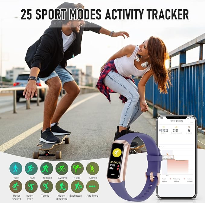Fitness Tracker with 24/7 Heart Rate Blood Oxygen Sleep Monitor, 1.1" AMOLED Touch Screen Activity Tracker Smart Watches, IP68 Waterproof Step Counter Pedometer for Women Men