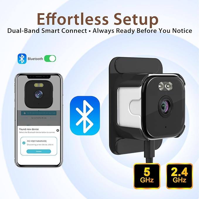EVERSECU 2K Window Camera with Adhesive Mount, Starlight Color Night Vision, Motion Detection, 2-Way Audio, 2.4G/5G WiFi, Work with Alexa, Perfect for Front Door, Porch, Backyard Monitoring(4pack)