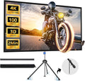 Projector Screen with Stand, Paris RHÔNE 100-inch Outdoor Indoor Projector Screen 16:9 4K HD PVC, 1.5 Gain Portable Wrinkle-Free Movie Screen for Home Backyard Theater with Carry Bag, Ground Nails