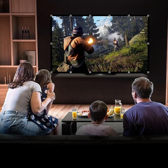 TOWOND Projector Screen 100 inch Projection Screen Indoor Outdoor Washable Anti-Crease 16:9 HD Rear Front Movies Screen for Home Theater Office