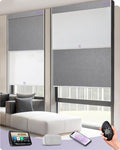 Graywind Motorized Dual Shades for Windows Smart Double Blinds Blackout and Light Filtering Motorized Blinds with Remote Alexa Google Control Day Night Shades, Custom Size (Blackout Light Grey)