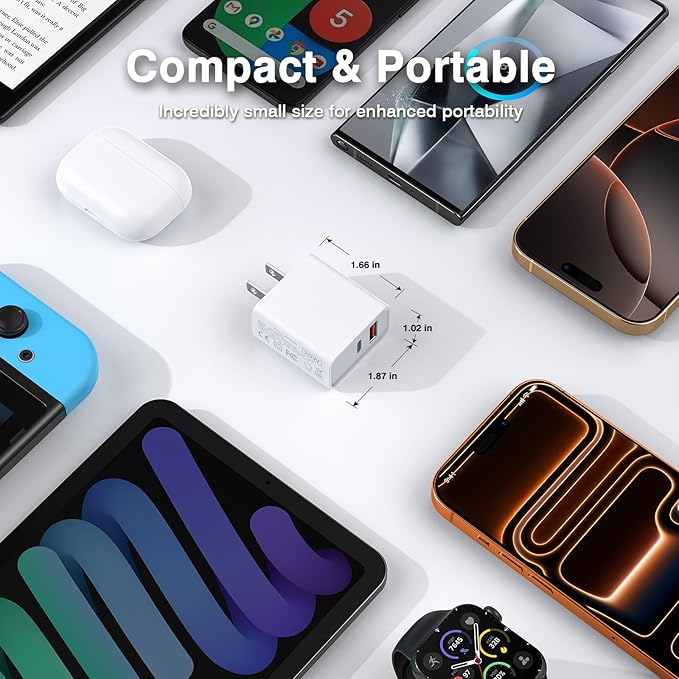 iPhone 15 16 17 Pro Max Charger, Upgraded Certified 3-Pack 20W Durable Dual Port PD Block Fast USB-C Wall Charger for iPhone14/15/16/17/Pro Max, XS/XR/X, iPad Pro, AirPods Pro, Samsung