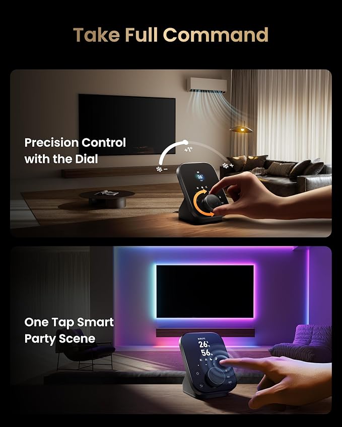 SwitchBot Hub 3 (3rd Gen), Smart Home Hub with 2.4" IPS Screen & Knob Control, WiFi Thermometer Hygrometer, IR Remote (Matter/Bluetooth 200m), Alexa/Google/Apple Home Compatible