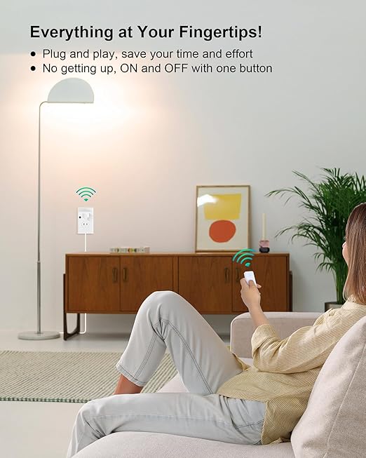 TREEWELL Remote Control Outlet with 2 Remotes, 200 FT Long Range Wireless Light Switch, 15A/1875W High-Power Electrical Outlet Switch for Lamps, Lights, Household Appliances, FCC & ETL Listed