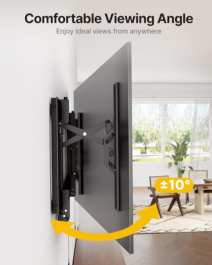 monTEK Heavy Duty Tilting TV Wall Mount Barckt for 37–90" TVs up to 200 lbs – Low Profile, Universal Fit, Tilt & Swivel Adjustment, 6.8" Extension, Fits 16"/18"/24" Studs, Max VESA 600x400mm