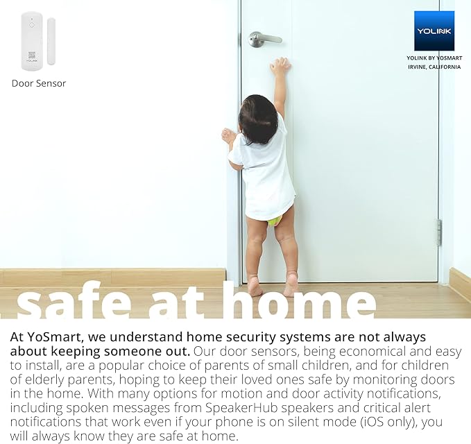YoLinK LoRa Smart Door Sensor Starter Kit: 1/4 Mile Open-Air Range, Door Left-Open Reminders, Text/SMS, Email, App alerts, 5 Years Battery Life, Alexa, IFTTT, Home Assistant