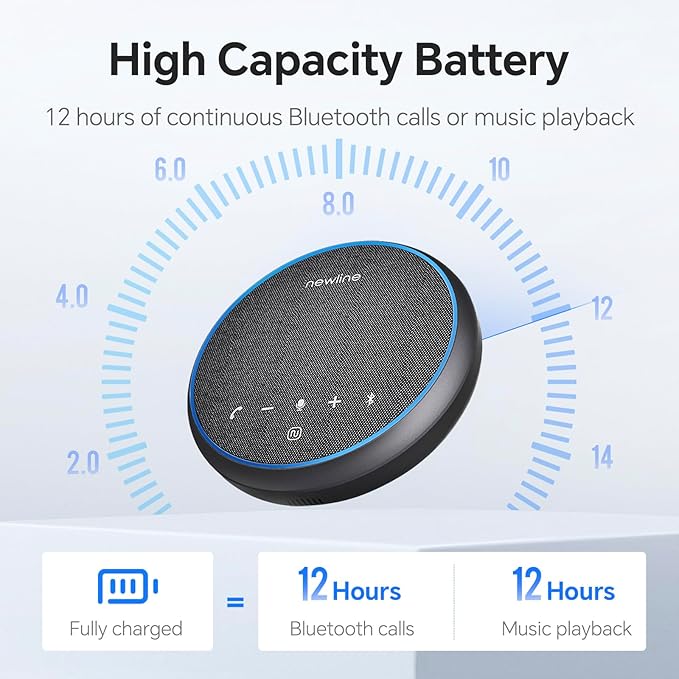 N newline Conference Speaker and Microphone, 2 Mics 360° Voice Pickup, AI Noise Reduction & Clear Calls, USB & Bluetooth Speakerphone, Up to 12H Call Time, for Small-to-Mid Meetings & Home Office