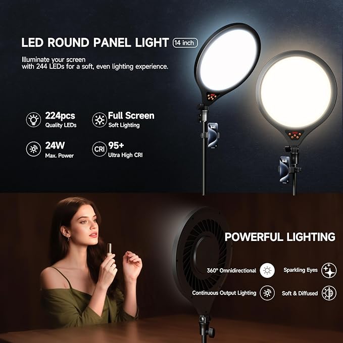 Ring Light Tripod for iPhone, 14" Selfie Ring Light with 63" Tripod Stand and Phone Holder, Professional LED Ringlight for Video Recording, Streaming, Photography, Makeup, Barber, YouTube, TikTok