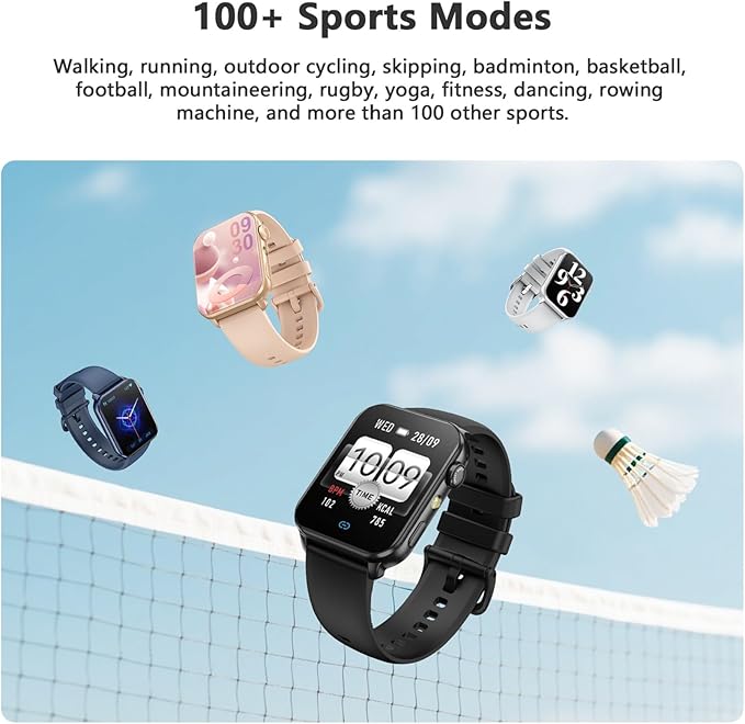 Blackview Smart Watch for Women,1.91" HD Touchscreen Fitness Watch with Flashlight, Bluetooth Notifications/Make Calls, Heart Rate/Sleep Monitor/2 Straps, Fitness Watch for Android/iPhone