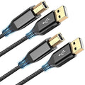 sweguard Printer Cable 6.6ft 2-Pack, USB Printer Cord USB 2.0 Type A Male to B Male Cable Scanner Cord High Speed Compatible with HP,Canon,Dell,Epson,Brother,Lexmark,Xerox,Samsung and Piano,DAC-Black