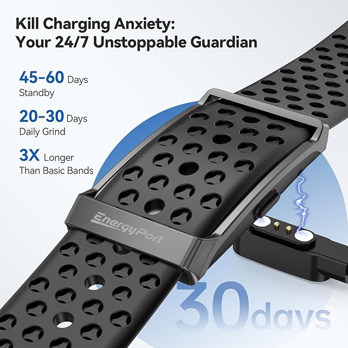 Smart Bracelet, Wearable Activity & Fitness Tracker Band, 24H Sleep Tracker, All-Day Continuous Heart Rate Blood Pressure Stress HRV Monitor, 173 Sport Modes Smart Wristband with Free APP Black