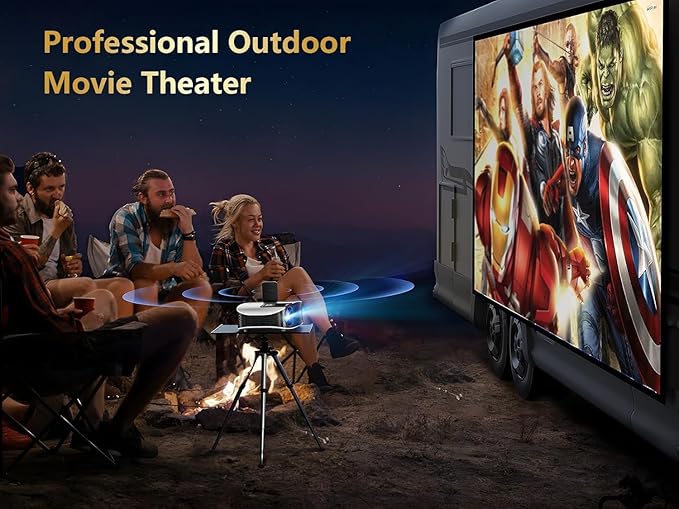GooDee Smart 4K Projector with 5G WIFI and Bluetooth, Built-in Apps, Dolby Audio, 800ANSI Outdoor Projector, 400" Zoom Home Theater Projector Compatible with TV Stick,iOS,Android