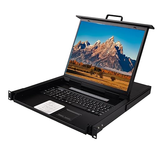 MT-VIKI Rack KVM Switch w/ 19'' LCD Monitor, Rackmount KVM Monitor Console Drawer+Keyboard+Touchpad+8 VGA Cable, Support OSD/Hotkey/Button Switch, 1280X1024@60H