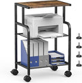 Alexayhome Printer Cart with Wheels,Small Printer Stand with Storage, Printer Table for Home Office, 3 Tier Cart with Adjustable Shelf, Supports Up to 80 Lbs for Home Office, Kitchen, Living Room
