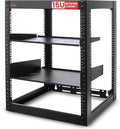 Pyle 15U Network Cabinet - Open Wall Mount Server Rack w/Heavy-Duty Wheels, Wall-Mountable, Steel Construction, Vented Shelves, Easy Access, 19" Equipment Compatible, 20 x 20 x 26 in (Black)