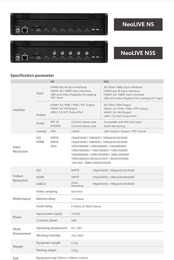 SPROLINK NeoLIVE N5S 5 Input Channels Video Streaming switcher Laptop Design with 10.1inch Screen, with Dual 4k inputs, Support MV and PGM outputs (Neolive N5S)