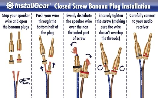 InstallGear 14 Gauge Speaker Wire with Banana Plugs (100ft White/Black) - Car, Home, Theater Speakers