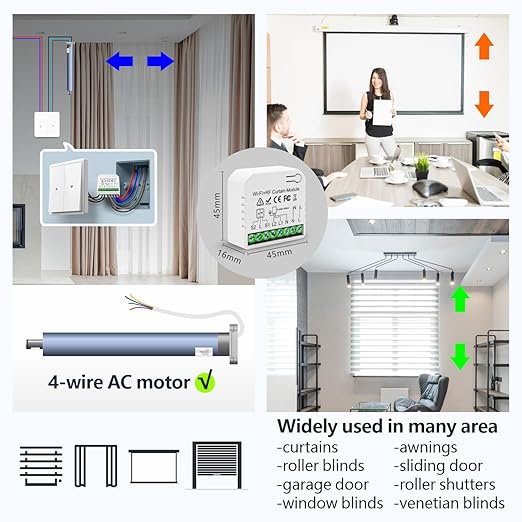 DieseRC WiFi Smart Roller Shutter Controller Module, Tuya APP WiFi Control Compatible with Alexa/Google Home APP Control and Manual Switch, Electric Motor Switch