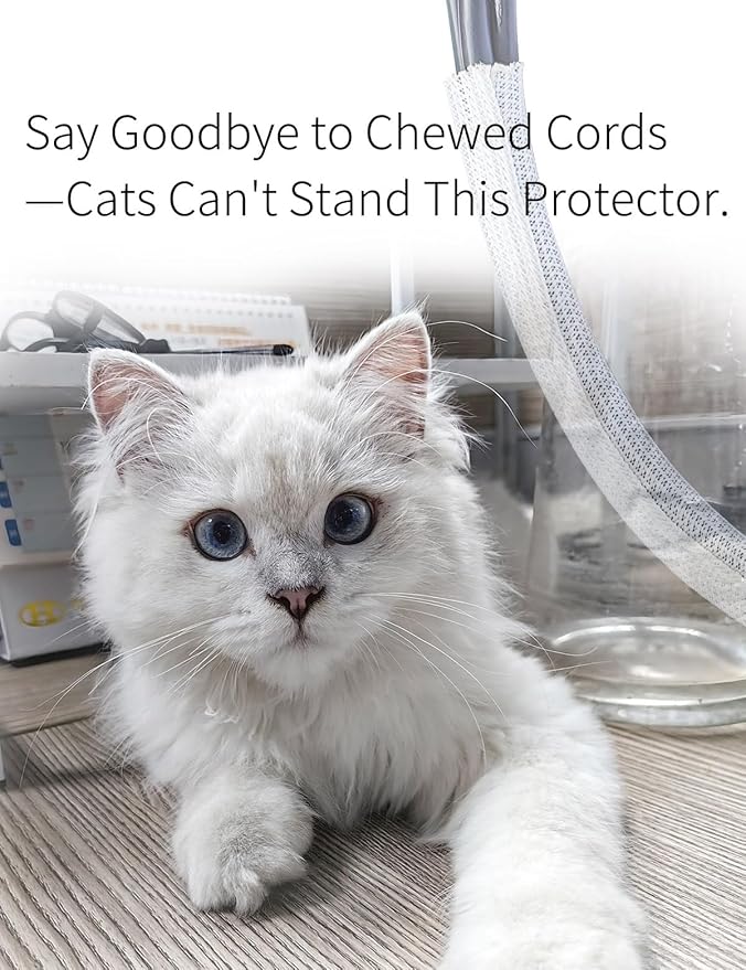 Cable Management Split Wire Loom Sleeve - Cord Hider & Protector for Desk, Pet Chew Proof, Wire Cover Organizer, Flexible Tube for Wires and Cables (3/16 Inch 12FT, White)