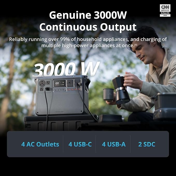 DJI Power 2000 Portable Power Station, Solar Generator with Panel, 2048Wh LFP Battery, 3000W Output, Car Power Outlet to SDC Power Cable, Car Charging, Camping, Road Trip, RV