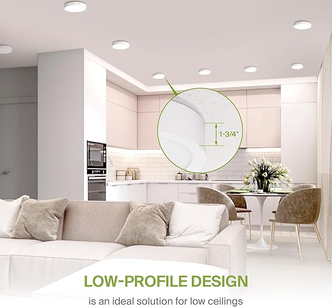 ASD LED 12" Round Flush Mount Ceiling Light Fixture, Low Profile Surface Lighting | 5CCT, Dimmable, Battery Backup, ETL Listed | 24W 2100LM 2700-6000K 120V | Kitchen, Hallway Lamp | White, 12 Pack