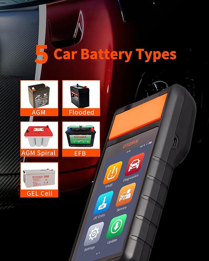 OTOFIX by Autel Professional Battery Tester with VCI connection,All Systems Diagnostic Scanner with Printer, Cold Cranking & Charging Analyser, BMS/ Electric Reset
