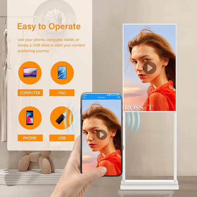 Canlarriz Digital Signage Kiosk 32 inch Digital Menu Board for Restaurants and Stores Advertising Screen FHD 700 nits Ultra-High Brightness Poster Display Free Web Content Editor Android 2GB+32GB