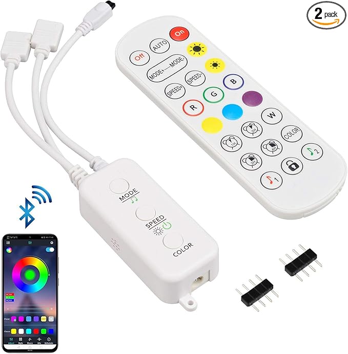 Sunity LED Strip Light Controller with APP, Music Sync and IR Remote for Upgrading 4-pin 10mm Led Lights Strip to Bluetooth Connection