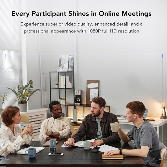 NUROUM C20(2nd Gen) HD Conference Webcam, 1080P Video Conferencing Camera with Microphone and Speaker, All in One Computer Camera for Desktop, 13ft Voice Pickup, AI Noise-Cancellation, USB Plug&Play