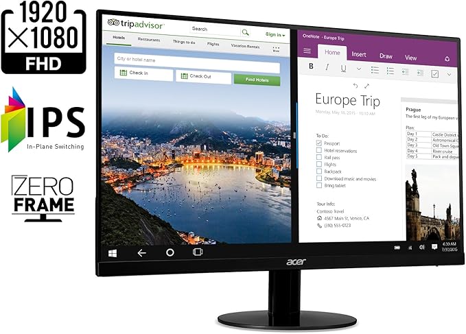 acer 21.5 Inch Full HD (1920 x 1080) IPS Ultra-Thin Zero Frame Computer Monitor (HDMI & VGA Port), SB220Q bi