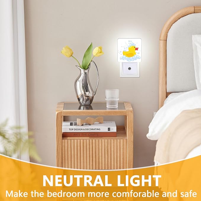 GANTINIR Night Light, Plug-into Cartoon Duck Nightlight White LED Lamp, Energy Efficient Decor Desk Lamp for Bedroom Hallway Stairs Bathroom