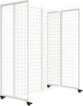 koretech Grid Wall Panels with Wheels, 4 x 5.5Ft Gridwall Panel Display Stand, Sturdy Art Display Panels, Grid Display Stand, White