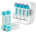 czvv Rechargeable AA 1.5V Lithium Batteries 8-Pack, Full-Recharged Long-Lasting 3500mWh High-Capacity 2300+mAh Dual A with Fast Charger Combo for High-Tech Devices, Blink Cameras, Cycle Times 1300x
