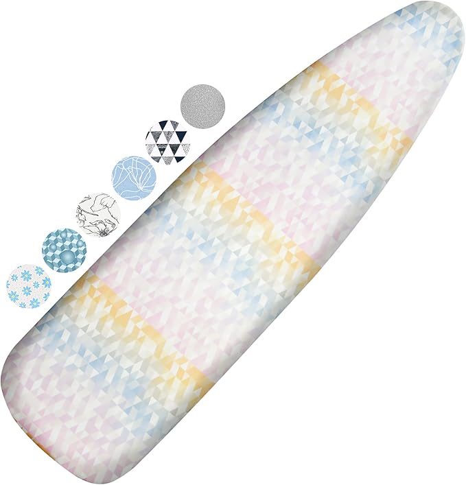 Ironing Board Cover and Pad, 15x54 Standard Size Thick Iron Padding, Scorch & Stain Resistant Ironing board cover, Heavy Duty Iron Board Padded with Adjustable Fasteners Durable Elastic Edge, Colorful