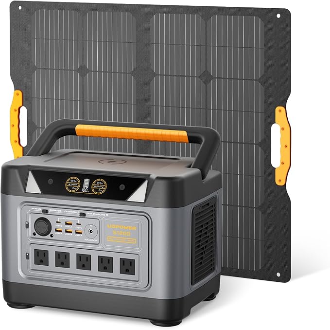 UDPOWER S1200 1190Wh Solar Generator Kit | 1200W Power Station + 120W Solar Panel | Portable Power for Home Backup, RV & Outdoor