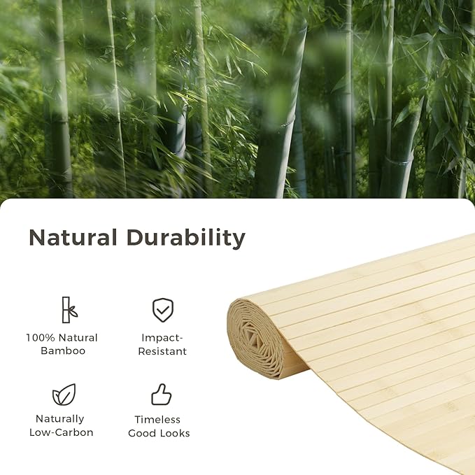 OUZUGIE 2 Pack 96x24 Inch Natural Bamboo Wall Panel – Raw Pole Wrap Paneling for Walls, Ceilings, Cabinets, Furniture – Ideal for Bedroom, Living Room & Office DIY Decor