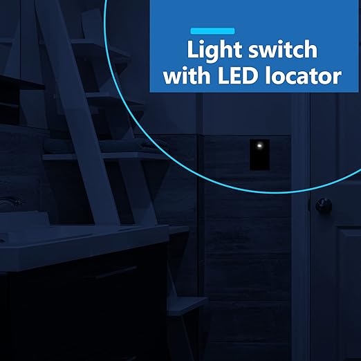 LIDER Minimalist Design Matte Finish Lighted Decorator Switch, Frameless Paddle Light Switch with Locator Light, Grounding Screw, 3-Way or Single Pole, 15A 120V, UL Listed, LS15-3W-BK, Black