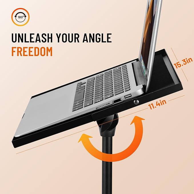 CAHAYA Projector Stand Tripod Foldable: 18.9 to 41 Inch Height Adjustable Projector Tripod Stand 180° Rotatable Thickened Base Multipurpose Laptop Stand Panel Collapsible for Outdoor Office Home Stage