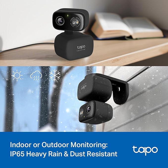 Tapo 2K Indoor/Outdoor Pan/Tilt Wired Security Camera - Baby Monitoring, Person & Baby Cry Detection, 360° Motion Tracking, Color Night Vision, Subscription-Free Local Storage or Optional Cloud, C217