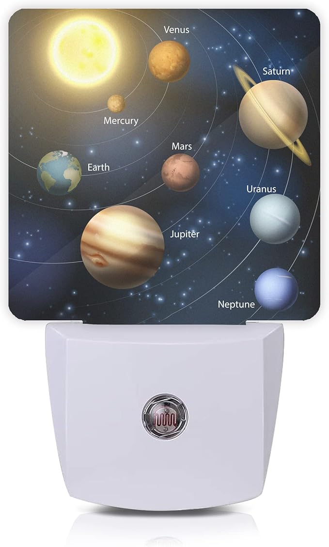 Smoaffly Planet Solar System Universe Galaxy Space Night Light Plug-in LED Nightlights Auto Sensor Night Lamp Dusk-to-Dawn Lamp Home Decor for Nursery Children Girls Boys