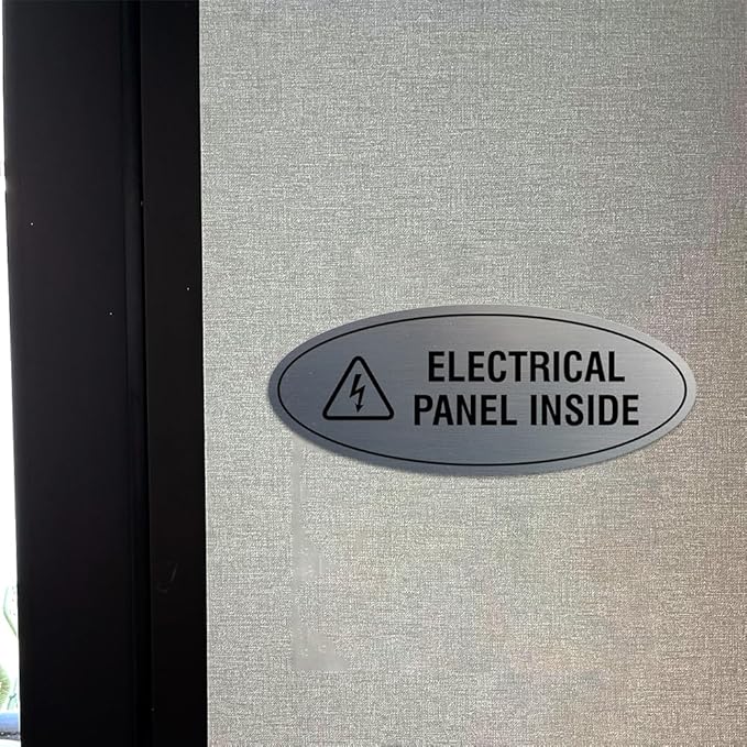 Signs ByLITA Oval Electrical Panel Inside Sign (Brushed Gold) - Small 2 Pack